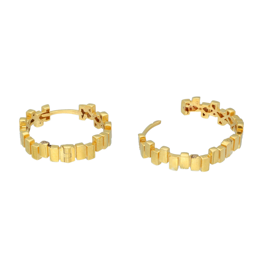 Gold Textured Hoops Earrings 21KT - FKJERN21KM10861