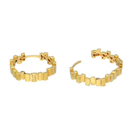 Gold Textured Hoops Earrings 21KT - FKJERN21KM10861