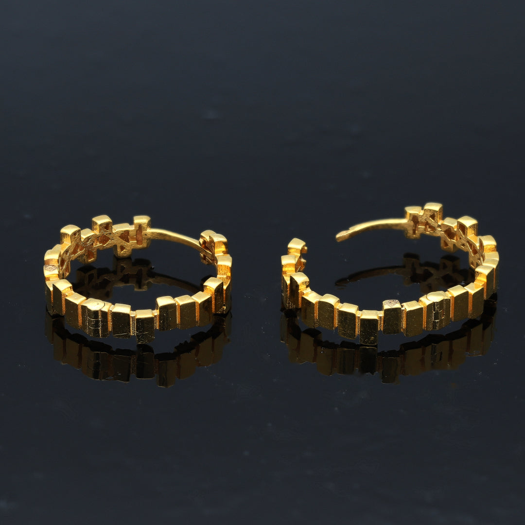 Gold Textured Hoops Earrings 21KT - FKJERN21KM10861