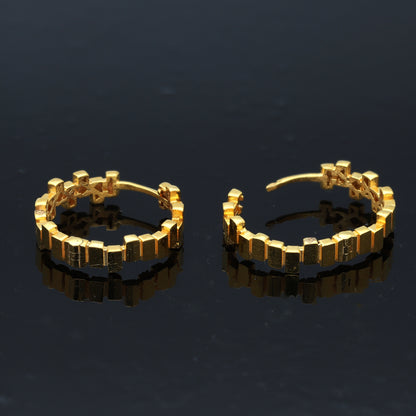Gold Textured Hoops Earrings 21KT - FKJERN21KM10861