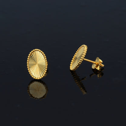 Gold Retro Oval Shine Earrings 21KT - FKJERN21KM10862