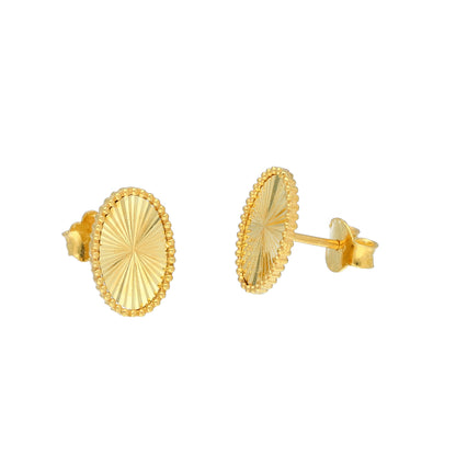 Gold Retro Oval Shine Earrings 21KT - FKJERN21KM10862