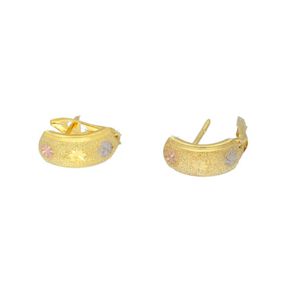 Gold Tri-Tone Star Earrings 21KT - FKJERN21KM10863