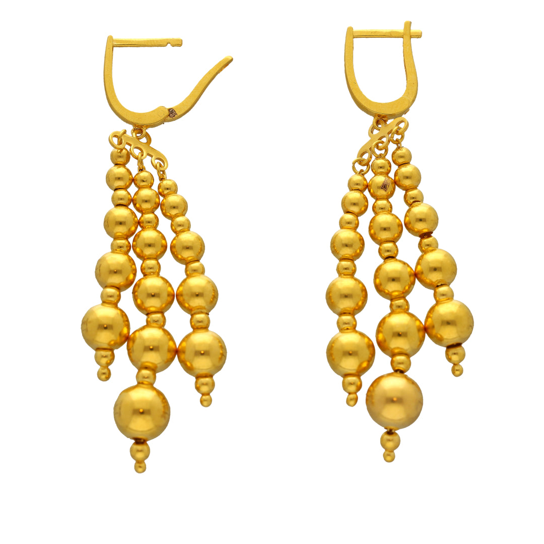 Gold Beadfall Drop Earrings 21KT - FKJERN21KM10865