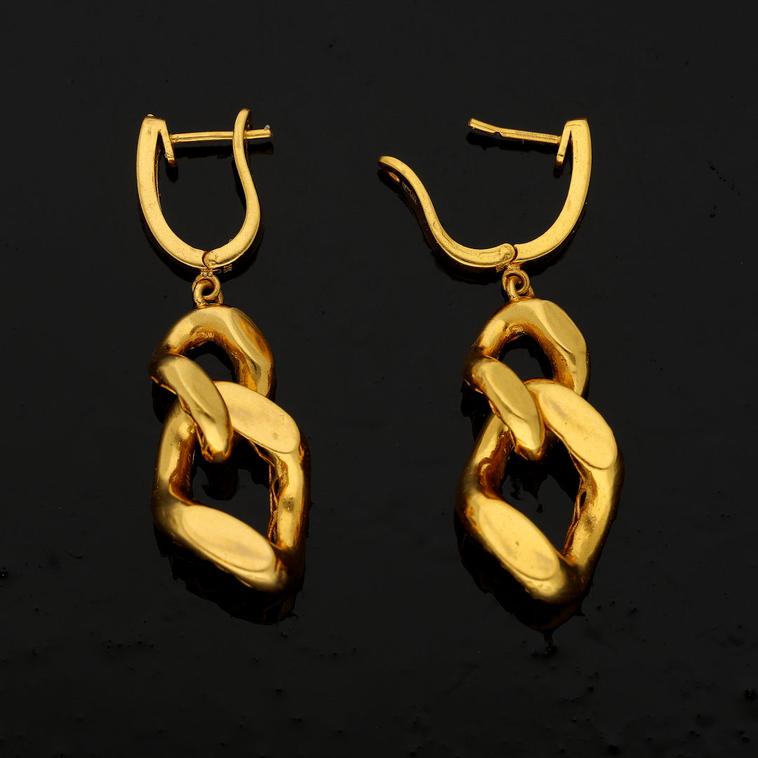 Gold Chunky Link Earrings 21KT - FKJERN21KM10866