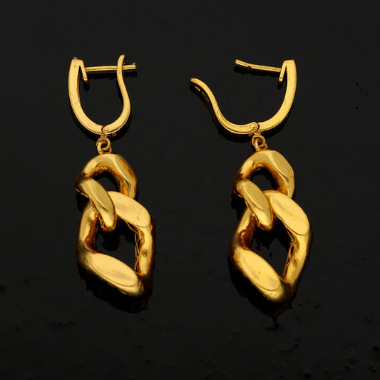 Gold Chunky Link Earrings 21KT - FKJERN21KM10866
