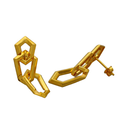 Gold Hex-Link Earrings 21KT - FKJERN21KM10869