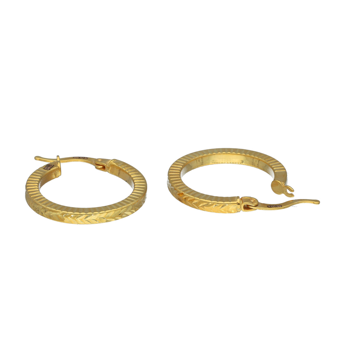 Gold Textured Hoop Earrings 21KT - FKJERN21KM11262