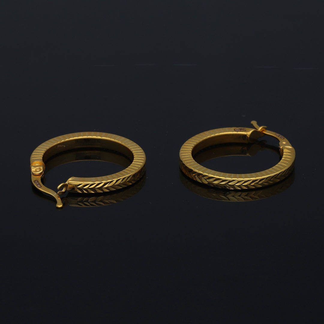 Gold Textured Hoop Earrings 21KT - FKJERN21KM11262