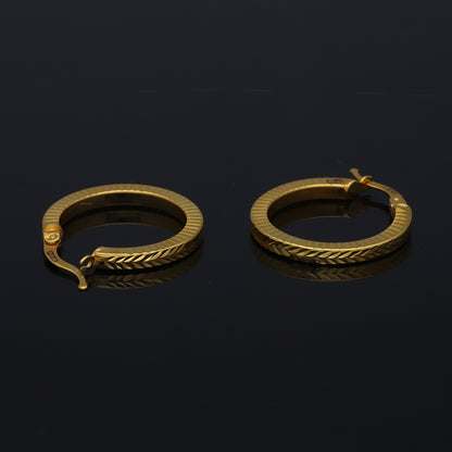 Gold Textured Hoop Earrings 21KT - FKJERN21KM11262