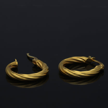 Gold Twisted Finish Hoop Earrings 21KT - FKJERN21KM11264