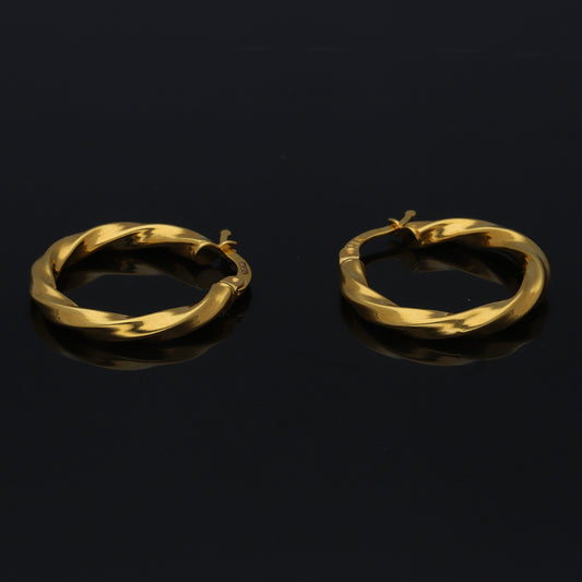 Gold Twist Design Hoop Earrings 21KT - FKJERN21KM11267