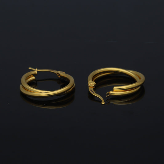 Gold Stylish Layered Hoop Earrings 21KT - FKJERN21KM11269