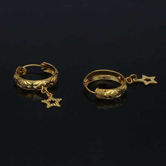 Gold Star Drop Earrings 21KT - FKJERN21KM11271
