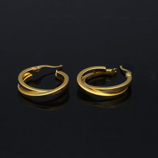 Gold Polished Layered Hoop Earrings 21KT - FKJERN21KM11272