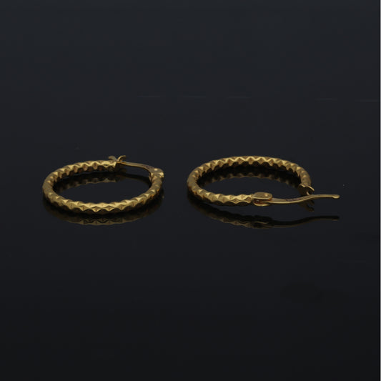 Gold Patterned Hoop Earrings 21KT - FKJERN21KM11274