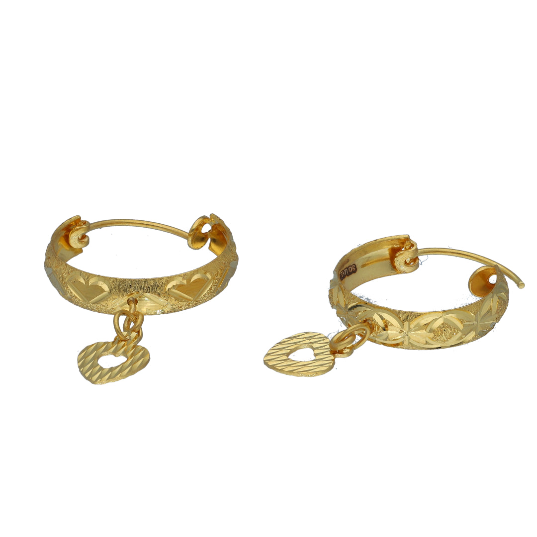 Gold Dangling Charm Earrings 21KT - FKJERN21KM11374