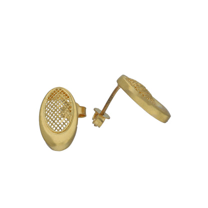 Gold Oval Mesh Earrings 21KT - FKJERN21KM11375
