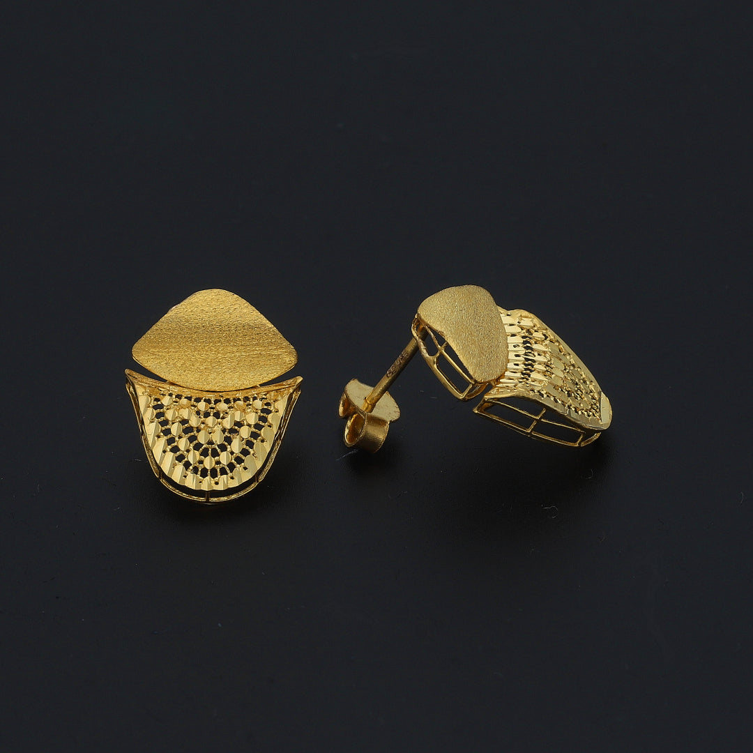 Gold Textured Earrings 21KT - FKJERN21KM11379