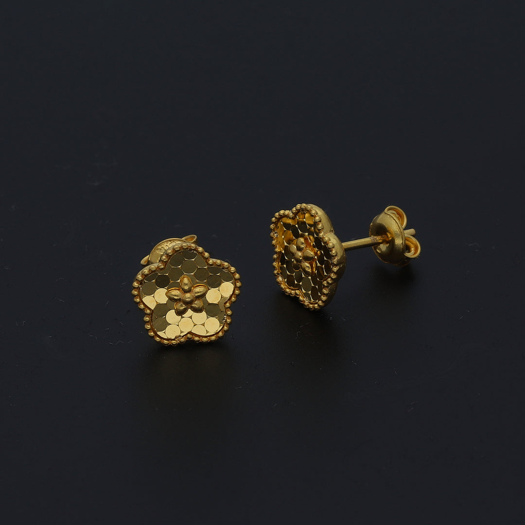 Gold Flower Earrings 21KT - FKJERN21KM11384