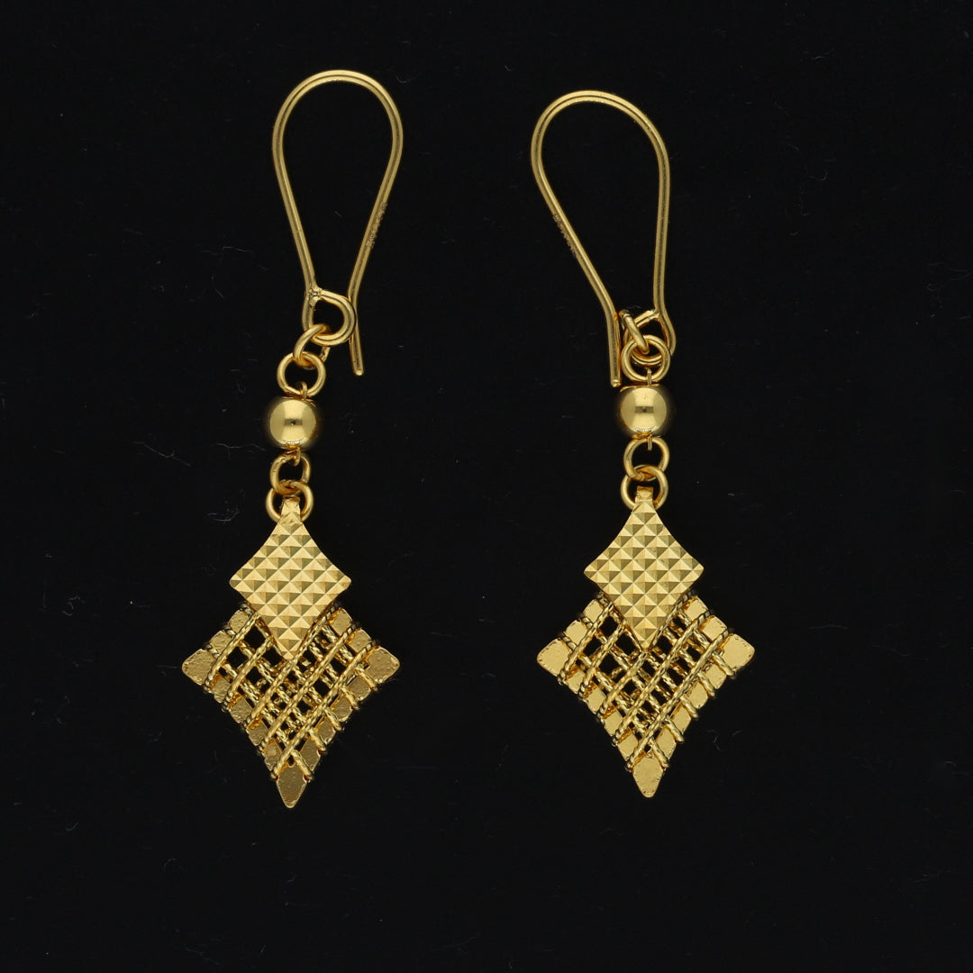 Gold Geometric Drop Earrings 21KT - FKJERN21KM11385