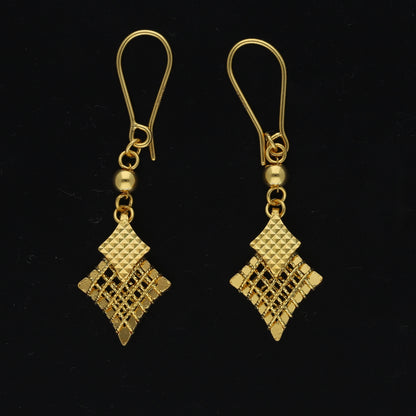 Gold Geometric Drop Earrings 21KT - FKJERN21KM11385