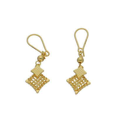 Gold Geometric Drop Earrings 21KT - FKJERN21KM11385