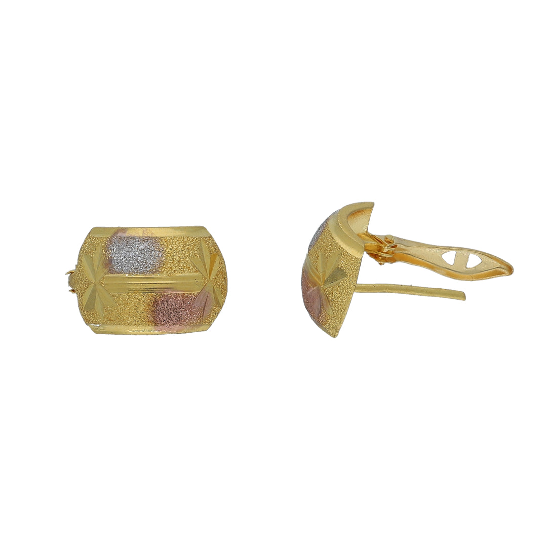 Gold Two Tone Pattern Earrings 21KT - FKJERN21KM11393