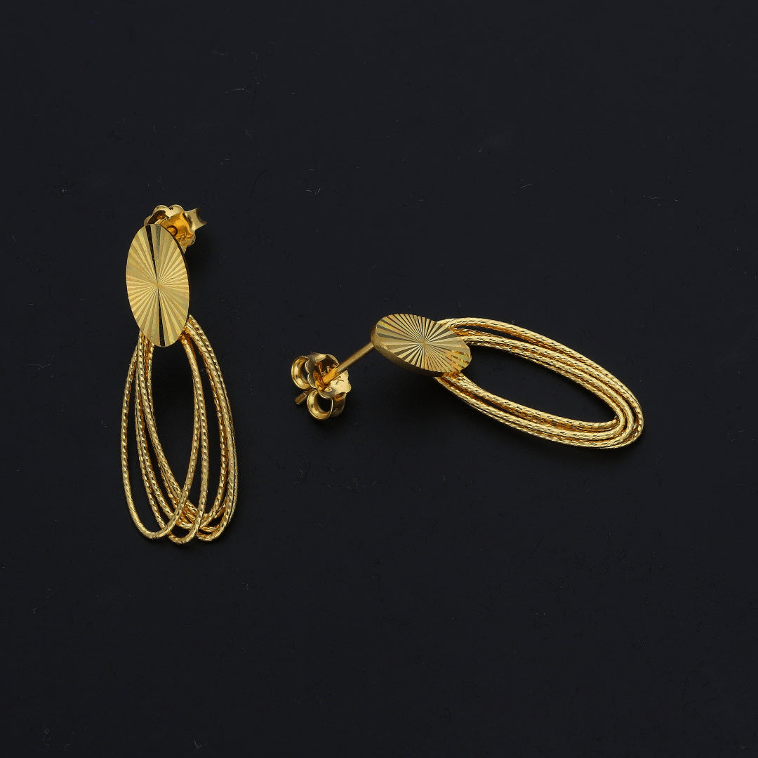 Gold Loop Drop Earrings 21KT - FKJERN21KM11395