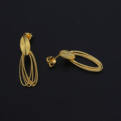 Gold Loop Drop Earrings 21KT - FKJERN21KM11395