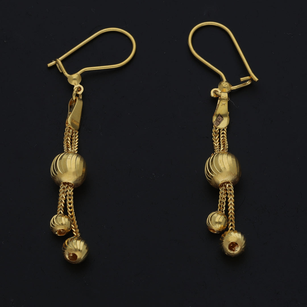 Gold Bead Drop Earrings 21KT - FKJERN21KM11396