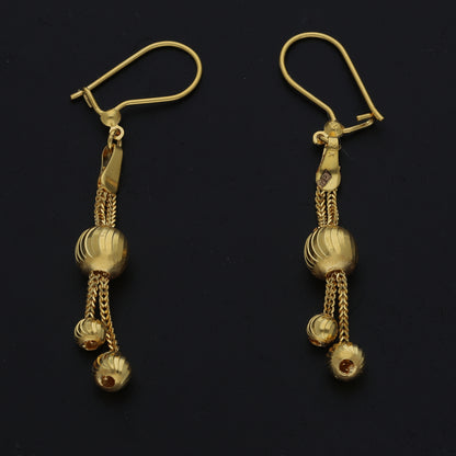 Gold Bead Drop Earrings 21KT - FKJERN21KM11396