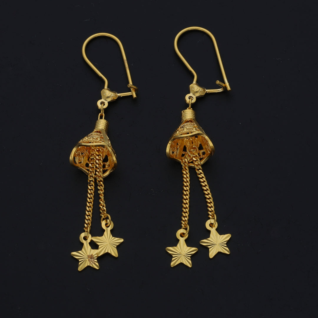 Gold Star Drop Earrings 21KT - FKJERN21KM11397