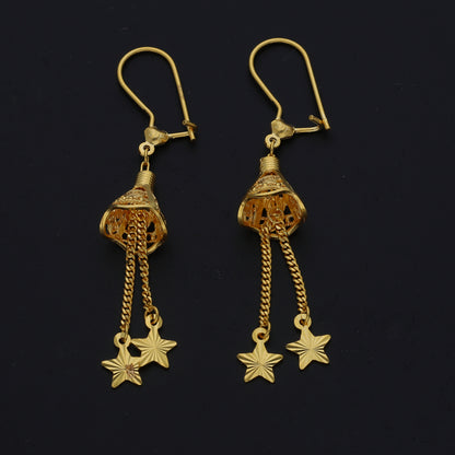 Gold Star Drop Earrings 21KT - FKJERN21KM11397