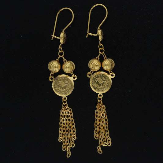 Gold Chain Tassel Earrings 21KT - FKJERN21KM11398