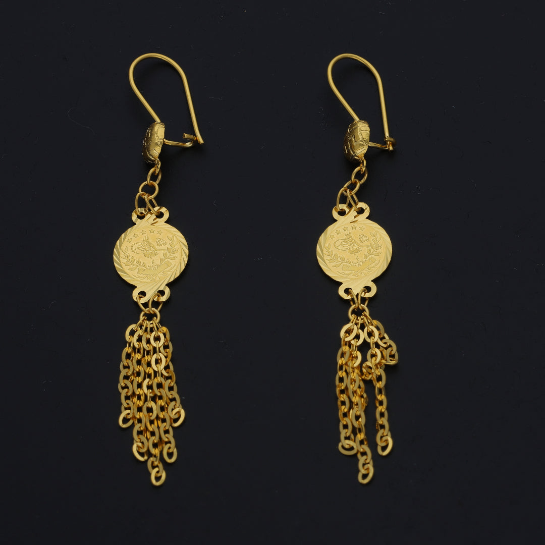 Gold Vintage Coin Earrings 21KT - FKJERN21KM11400