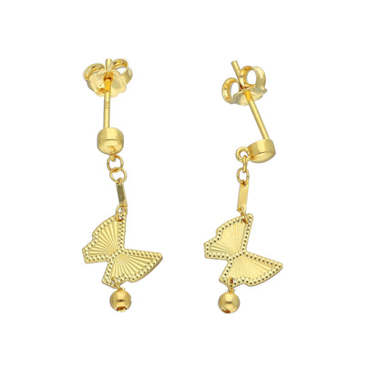 Gold Butterfly Drop Earrings 21KT - FKJERN21KM11403