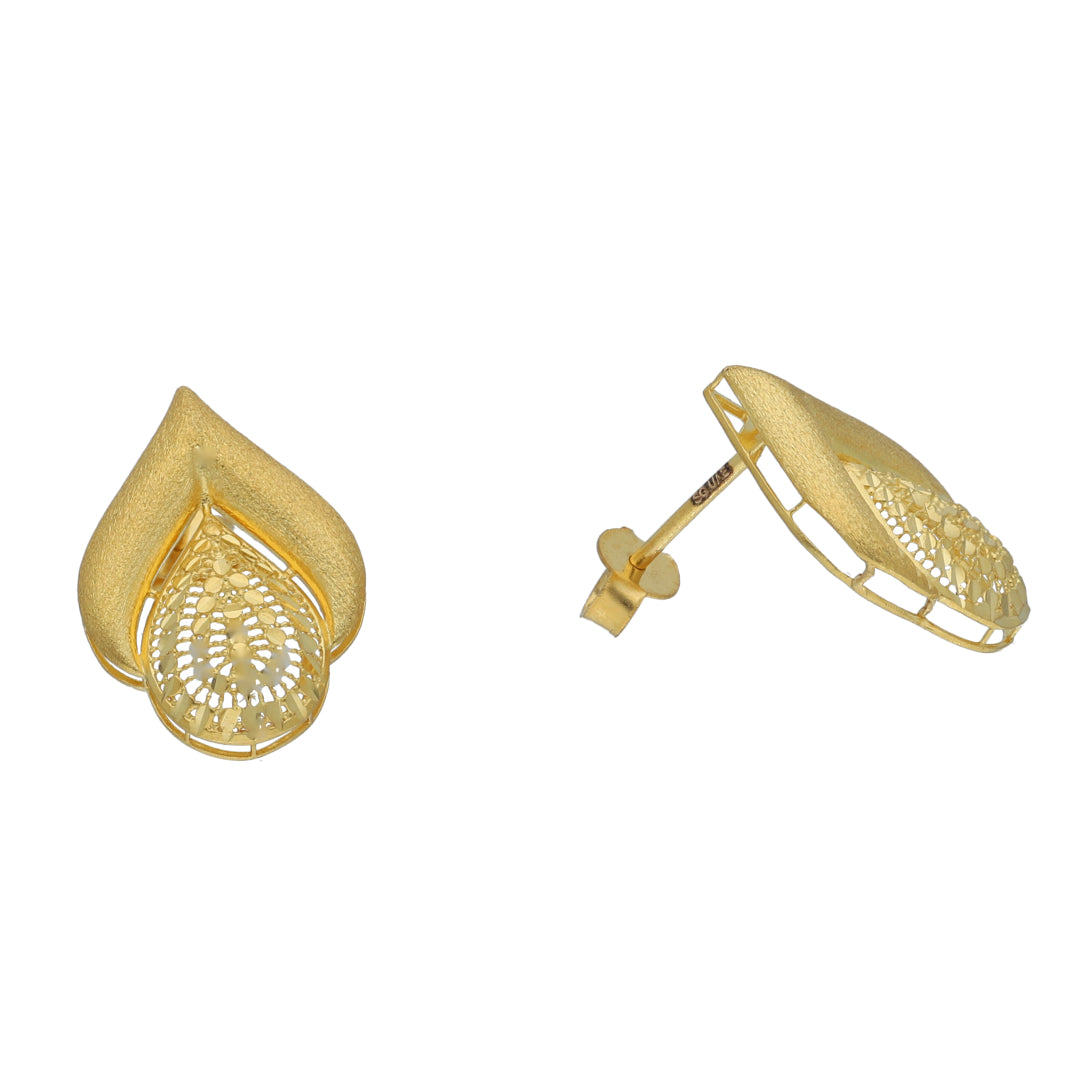 Gold Minimal Leaf Earrings 21KT - FKJERN21KM11404