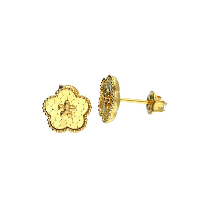 Gold Classic Flower Earrings 21KT - FKJERN21KM11406