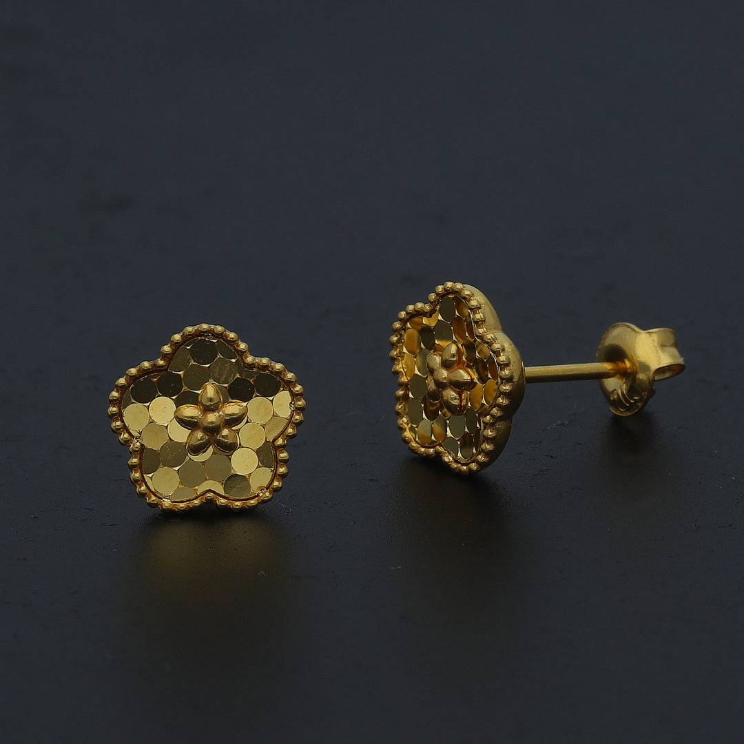 Gold Classic Flower Earrings 21KT - FKJERN21KM11406