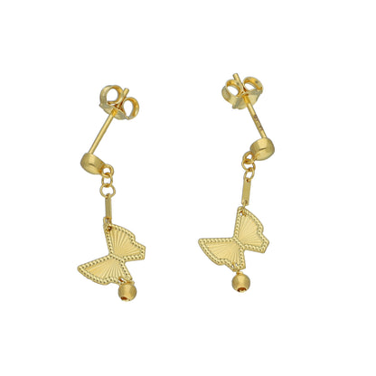 Gold Butterfly Dangle Earrings 21KT - FKJERN21KM11425