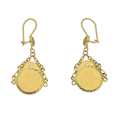 Gold Coin Motif Earrings 21KT - FKJERN21KM11426