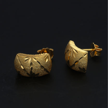 Gold Elegant Textured Earrings 21KT - FKJERN21KM11429