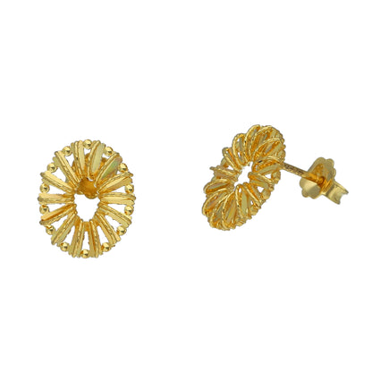 Gold Textured Sunburst Earrings 21KT - FKJERN21KM11462