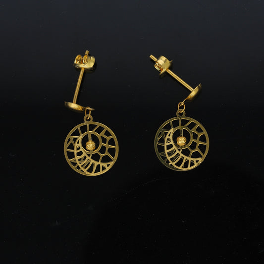Gold Abstract Cutout Earrings 21KT - FKJERN21KM11463