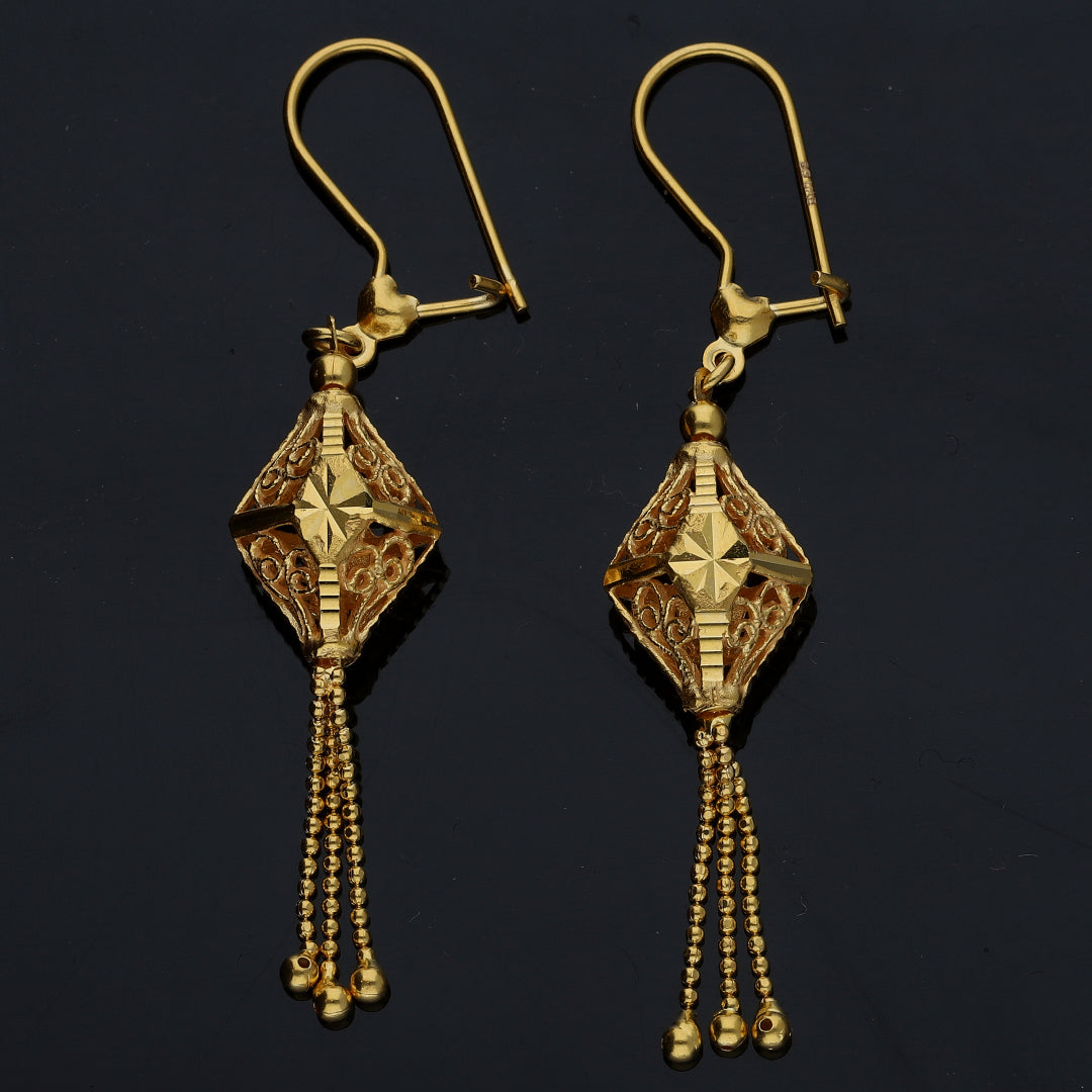 Gold Classic Filigree Drop Earrings 21KT - FKJERN21KM11465