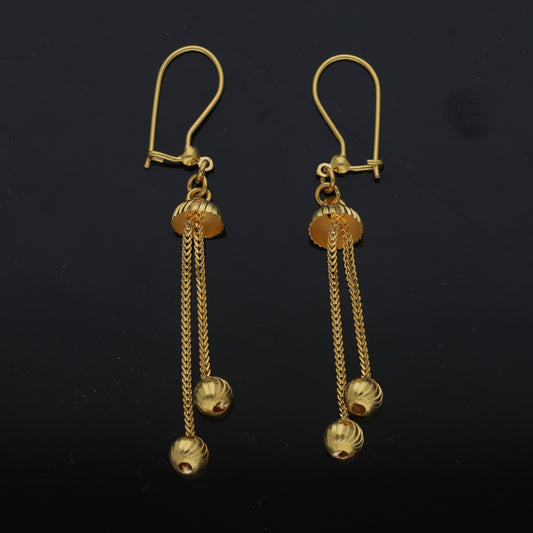 Gold Tassel Dangle Earrings 21KT - FKJERN21KM11466