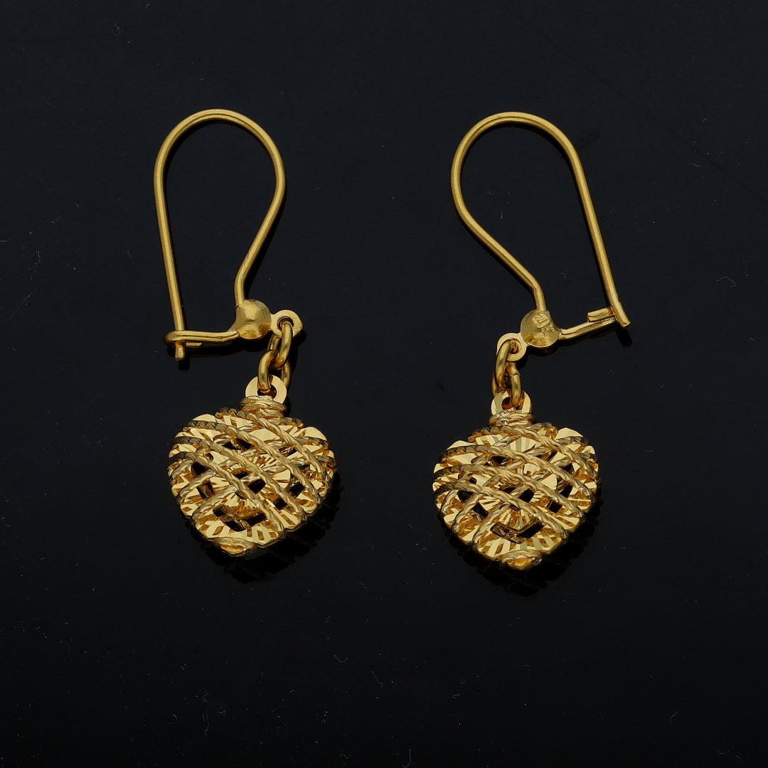 Gold Classic Textured Earrings 21KT - FKJERN21KM11467