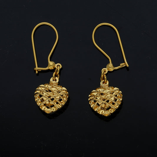 Gold Classic Textured Earrings 21KT - FKJERN21KM11467