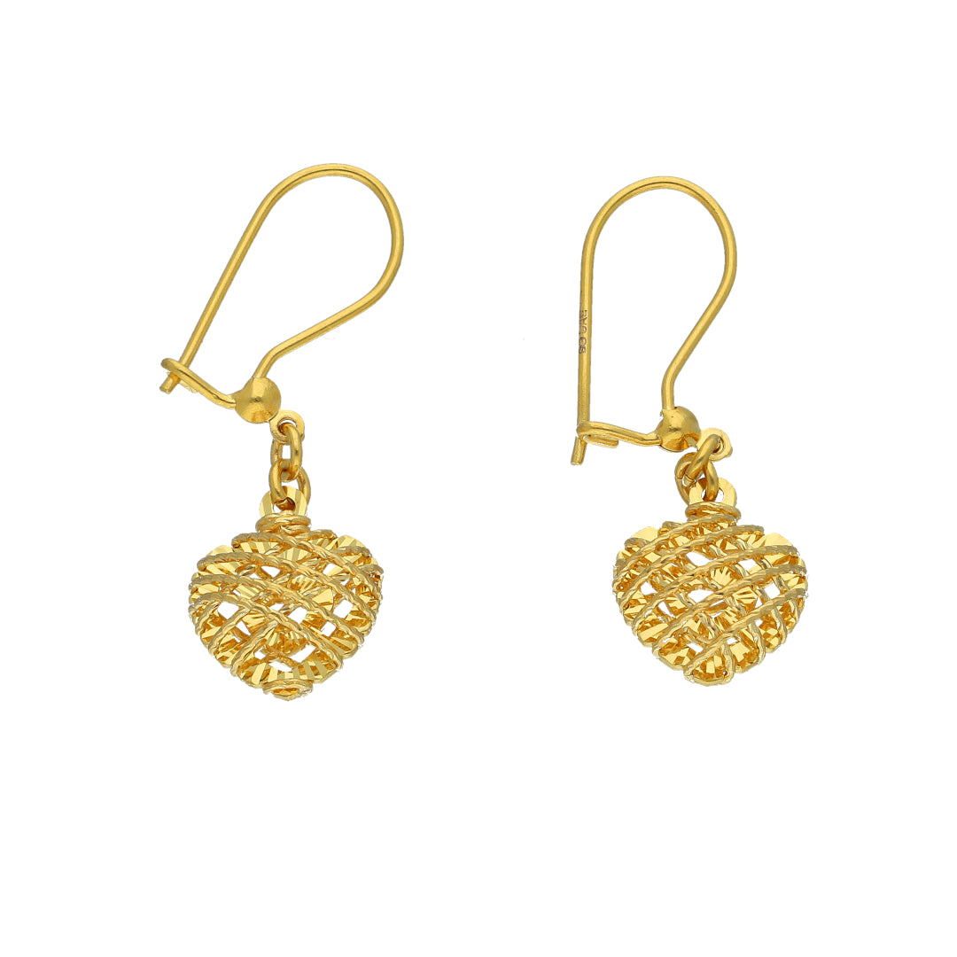 Gold Classic Textured Earrings 21KT - FKJERN21KM11467